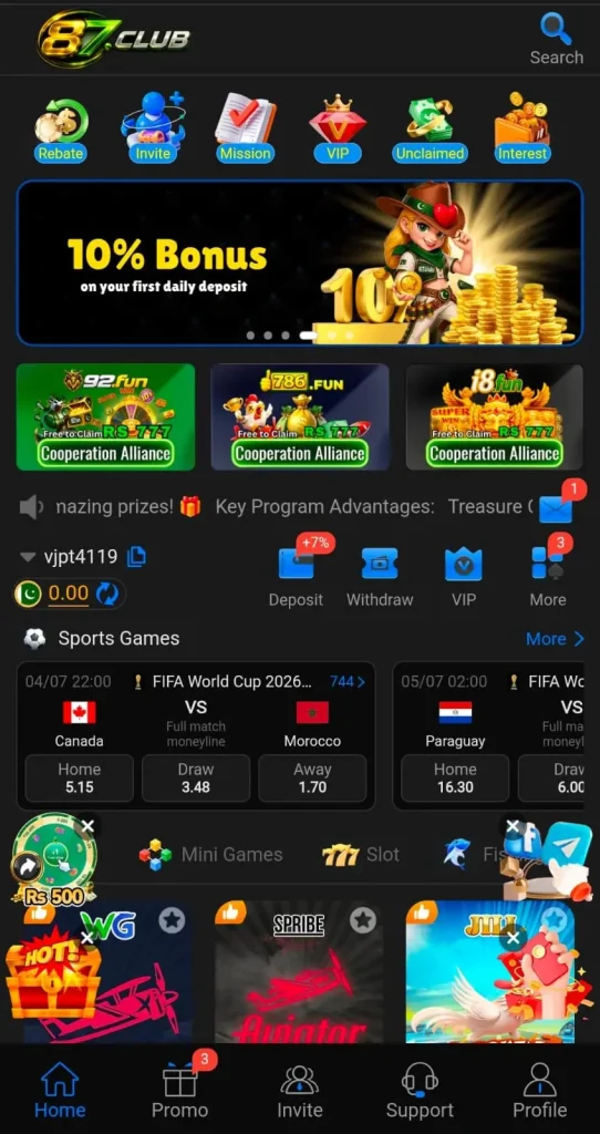 87Club Game Dashboard